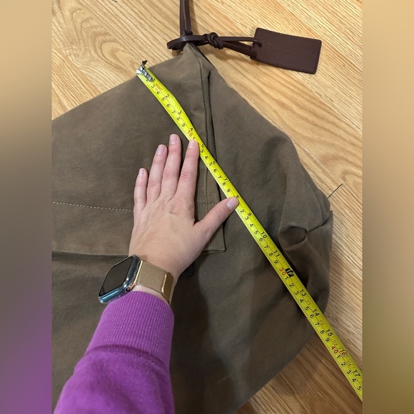 Asymmetrical Leather Cotton Canvas Brown Fold Over Crossbody Messenger Bag - Picture 15 of 16